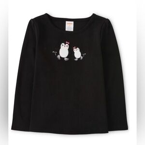 Gymboree Girls Embroidered Skating Penguin Top - Polar Party